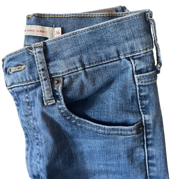 Levis Premium 720 Mile High Super Skinny Jeans Size 26 Medium Wash Womens Denim - Picture 2 of 16